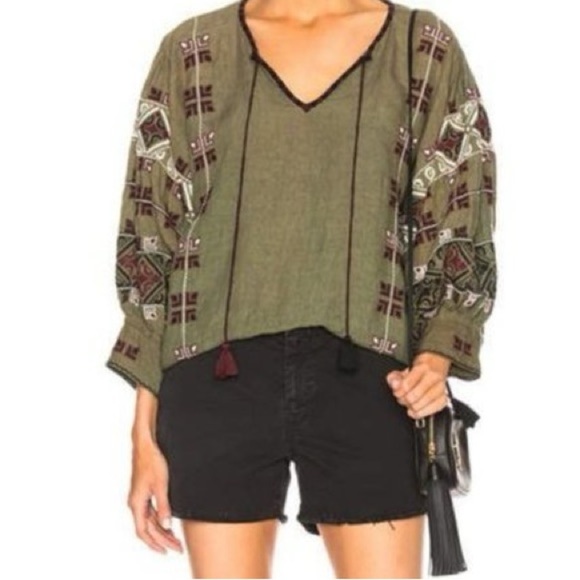 Nili Lotan Green Cleo Embroidered Blouse - Picture 1 of 8